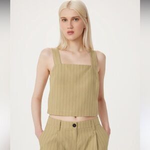 Frank & Oak The Shell linen Lyocell blend striped cropped  top- NWOT- size XL